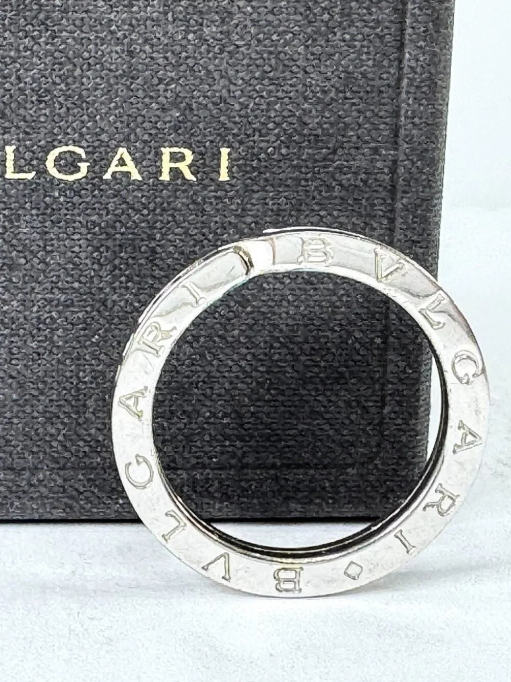 Vintage Bvlgari Bvlgari Sterling Silver 925 Logo Scarf Ring Italy JR1902